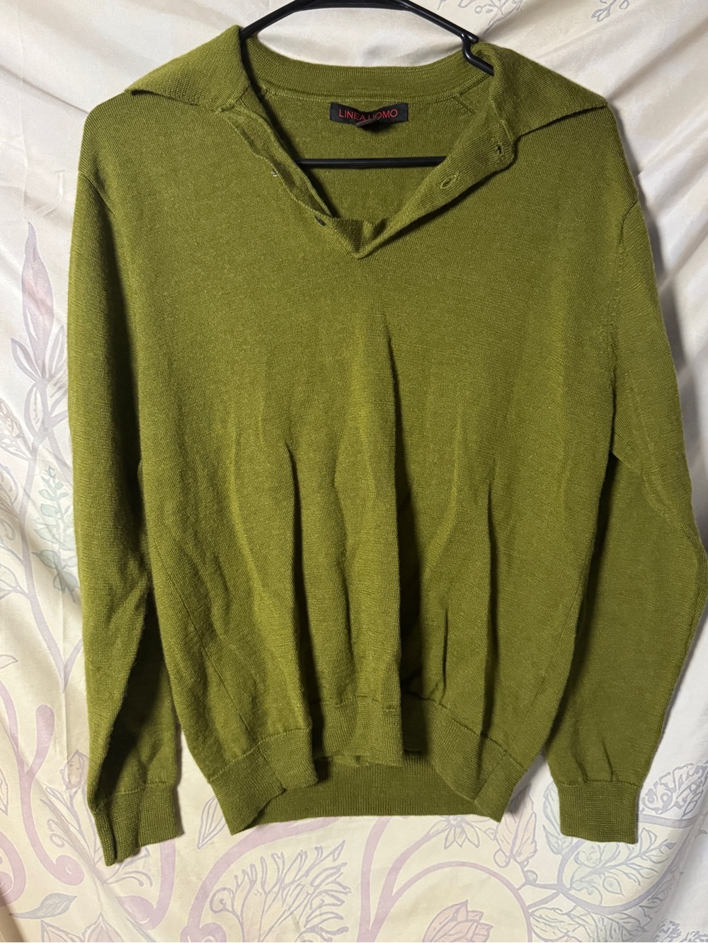Olive Green V-Neck wool blend Sweater
